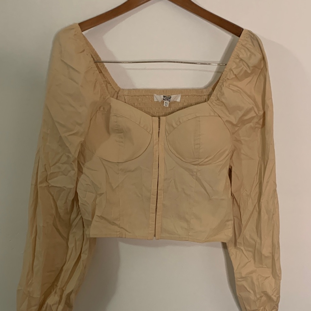 NYC Beige Long Sleeve Blouse